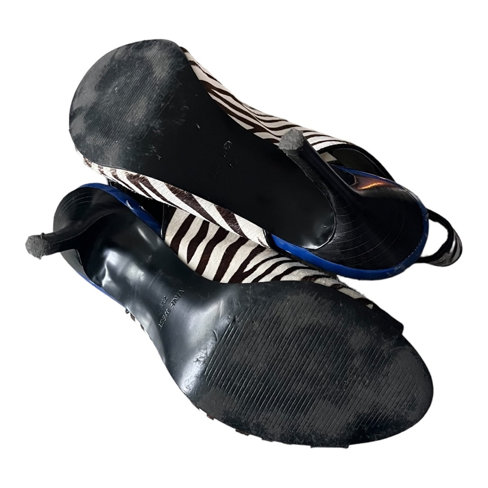 Nine West Zebra Print Heels with Black and Blue Accents - Picture 6 of 7